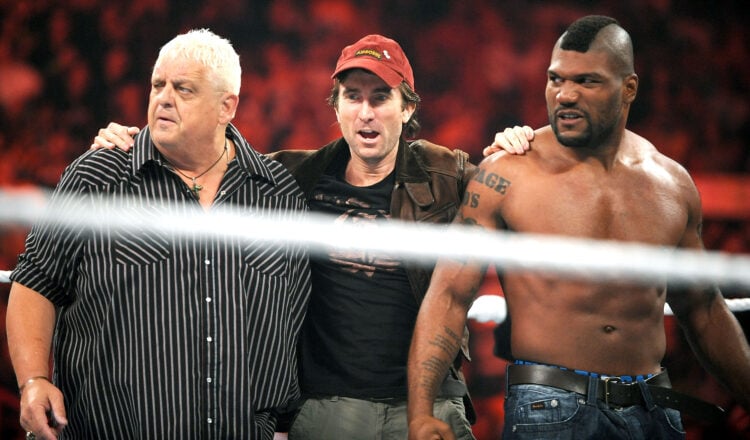 Rampage Jackson, Dusty Rhodes, and Rampage Jackson on WWE Raw in 2010 to promote The A-Team