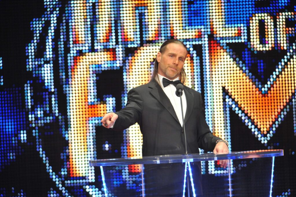 Shawn Michaels during his 2011 WWE Hall Of Fame Induction Ceremony