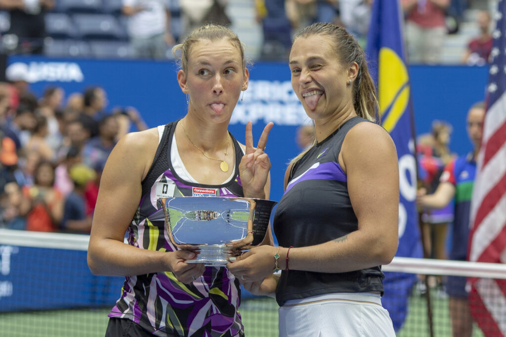 Aryna Sabalenka and Elise Mertens with at the US Open Tennis Tournament 2019