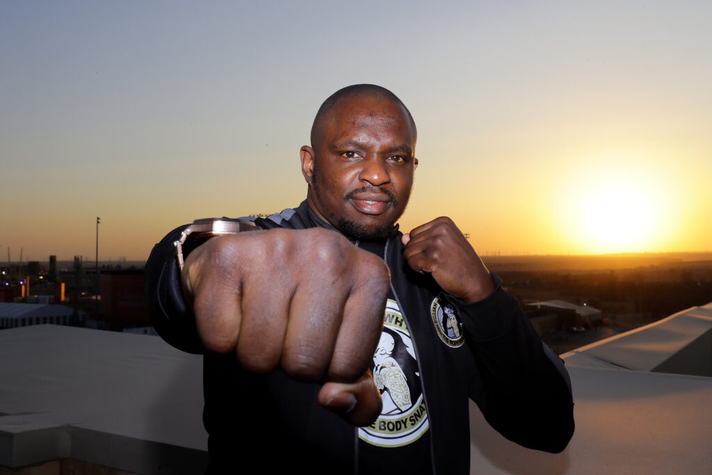Dillian Whyte poses for a portrait during the Clash On The Dunes Press Conference