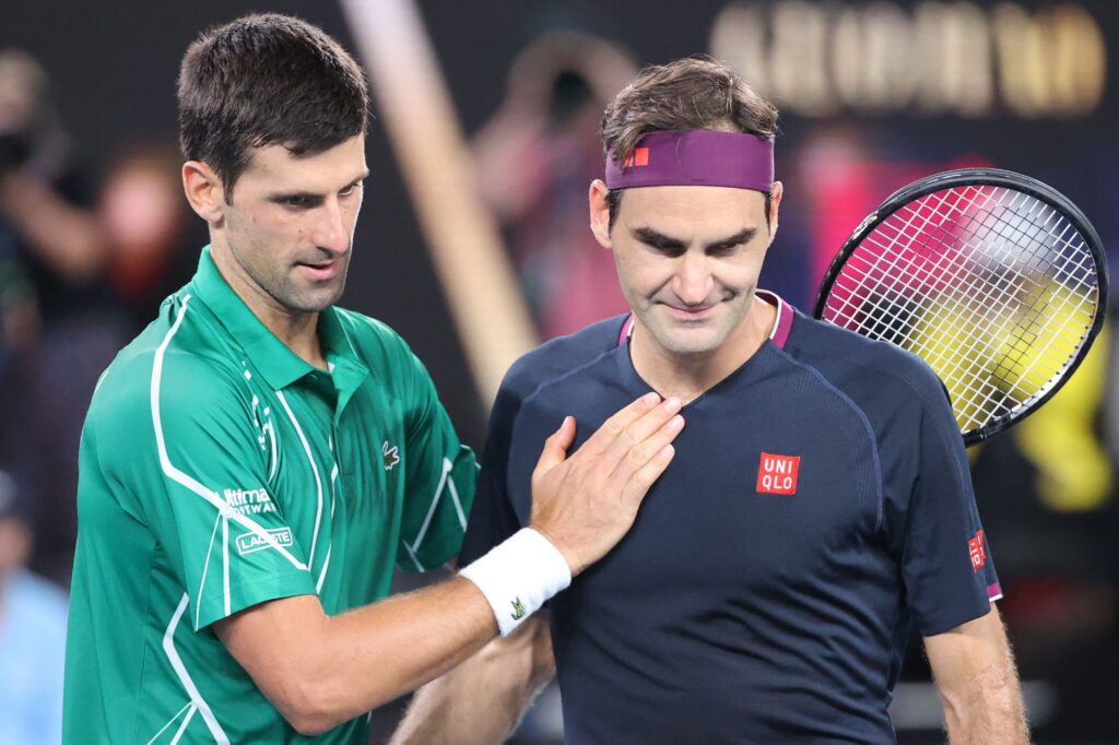 Roger Federer and Novak Djokovic at the Australian Open in 2020