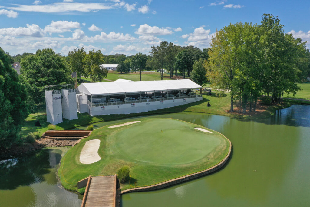 Aerial view of the 11th hole at the FedEx St. Jude Championship