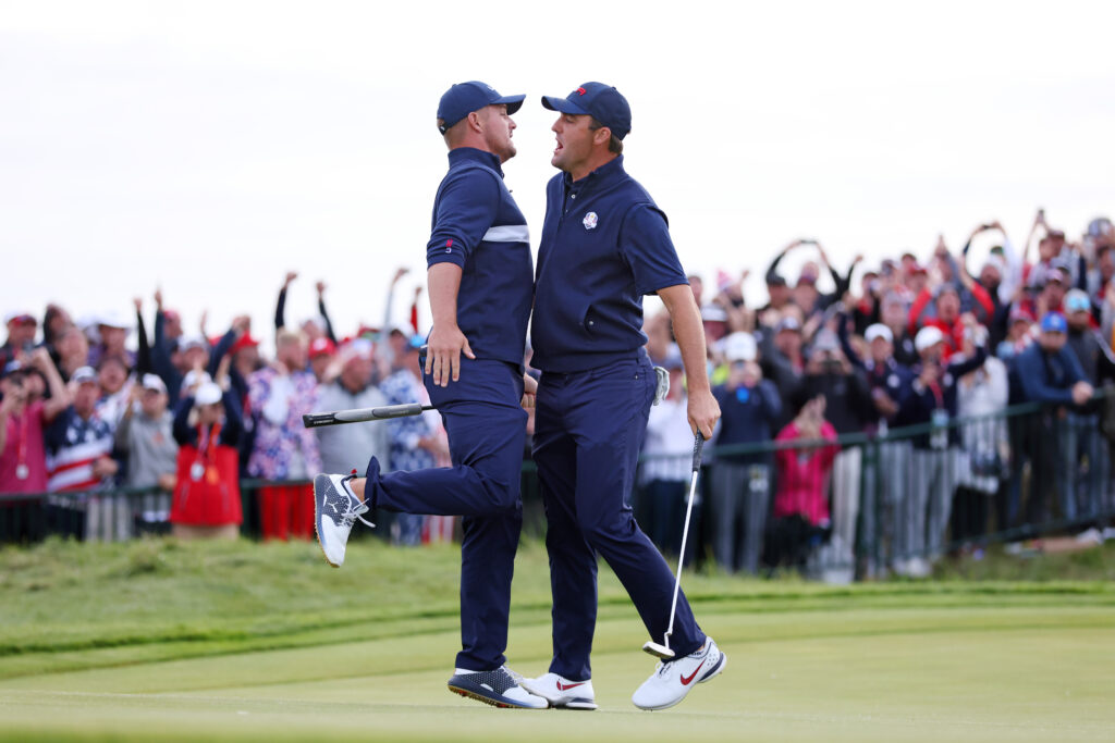 Bryson DeChambeau and Scottie Scheffler playing at the Ryder Cup in 2021