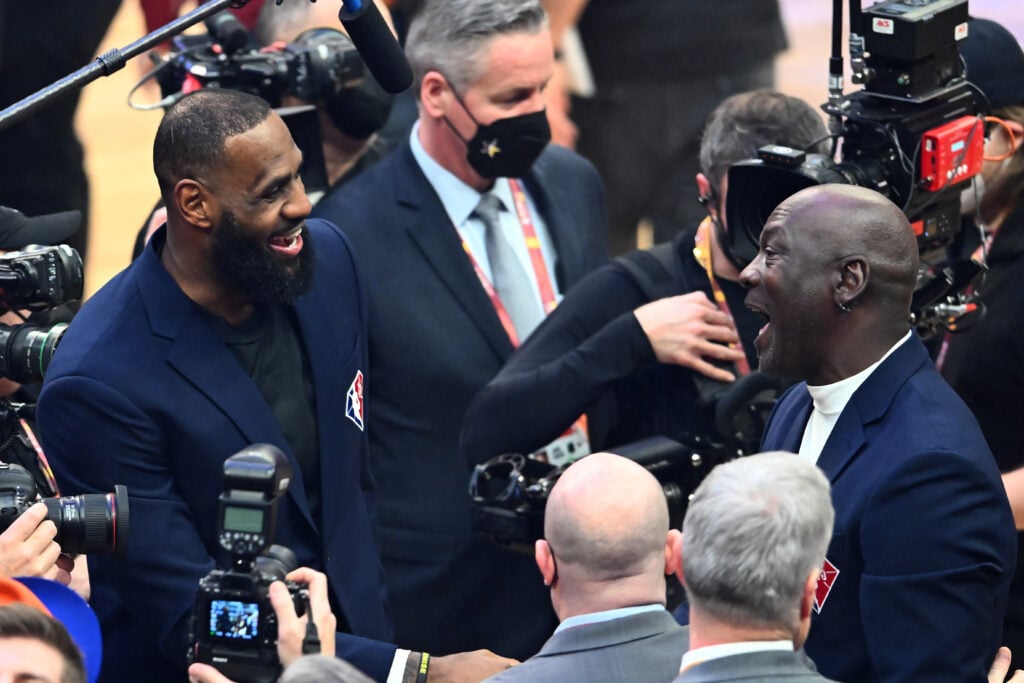 Michael Jordan and LeBron James at the 2022 NBA All-Star Game.