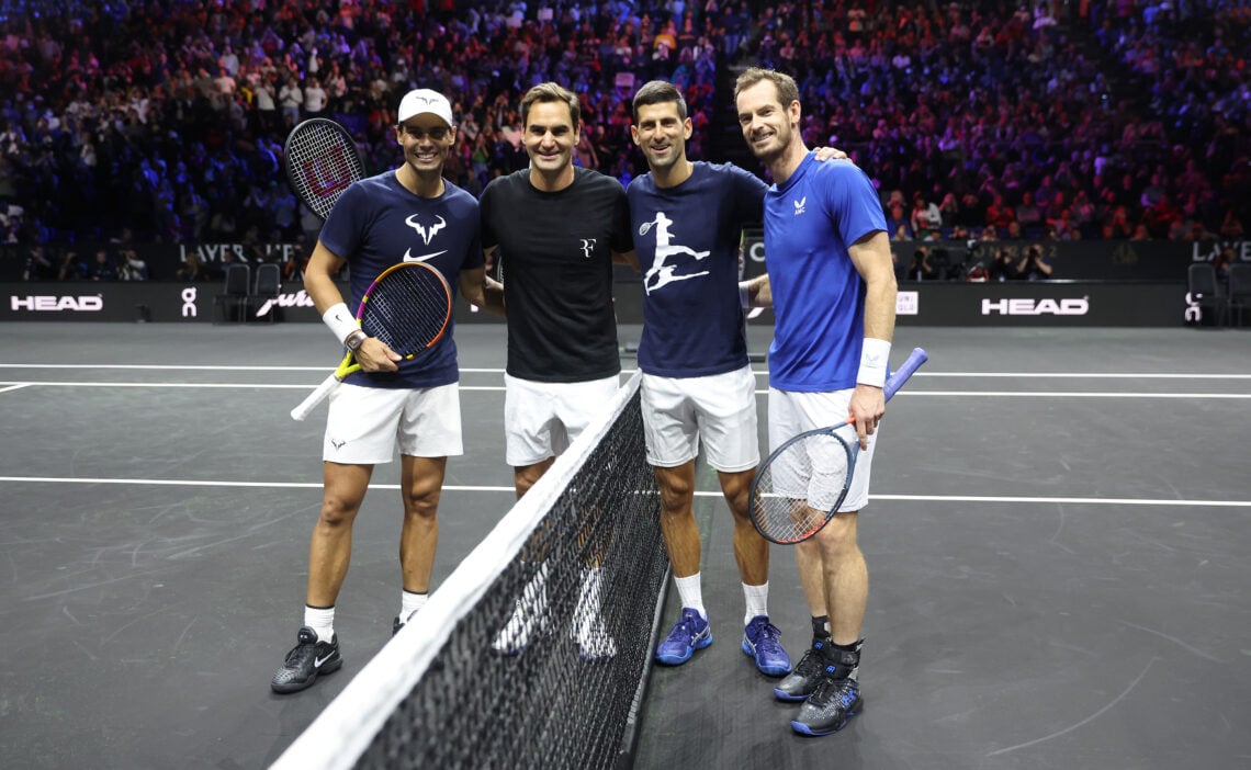 Radael Nadal, Andy Murray, Roger Federer, and Novak Djokovic at the Laver Cup in 2022