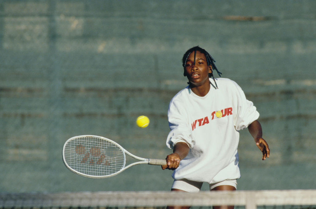 14-year-old Venus Williams during a practice session in 1994