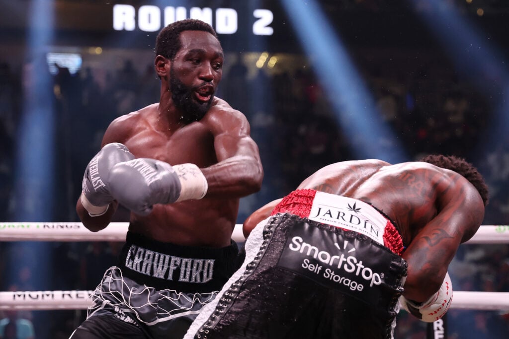 Terence Crawford throws punch at Errol Spence Jr