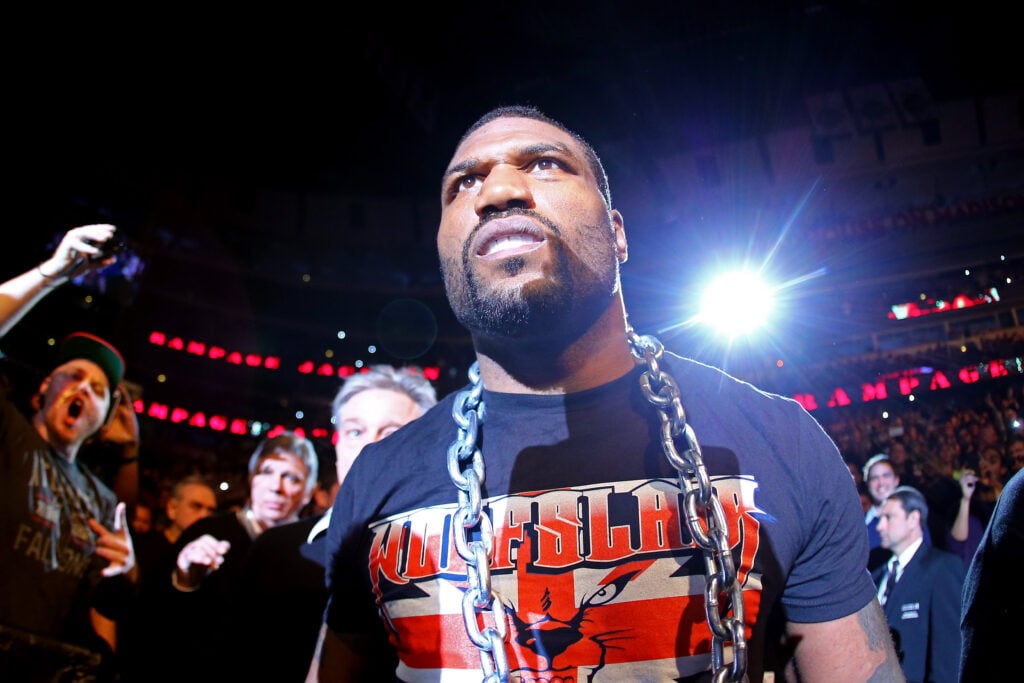 Rampage Jackson walking to the Octagon for his bout with Glover Teixeira in 2013