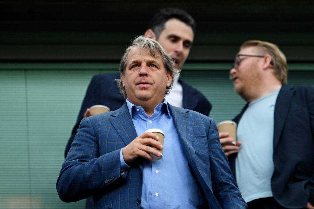 Todd Boehly watches on as Chelsea play Liverpool in the Premier League.