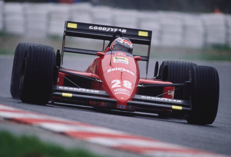 Gerhard Berger drives his Ferrari Circuit de Spa-Francorchamps during the Belgian Grand Prix practice