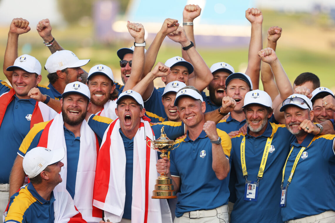 Team Europe celebrate winning the 2023 Ryder Cup