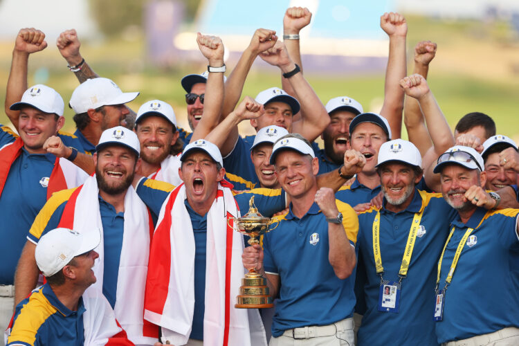 Team Europe celebrate winning the 2023 Ryder Cup