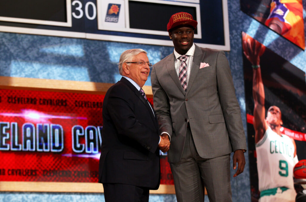 Anthony Bennett poses for a photo with NBA Commissioner David Stern after Bennett was drafted #1 overall in the first round by the Cleveland Cavaliers during the 2013 NBA Draft