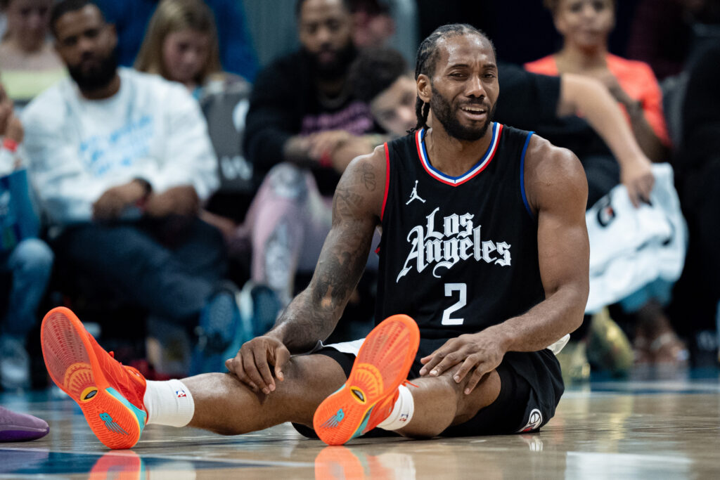 Kawhi Leonard #2 of the LA Clippers reacts