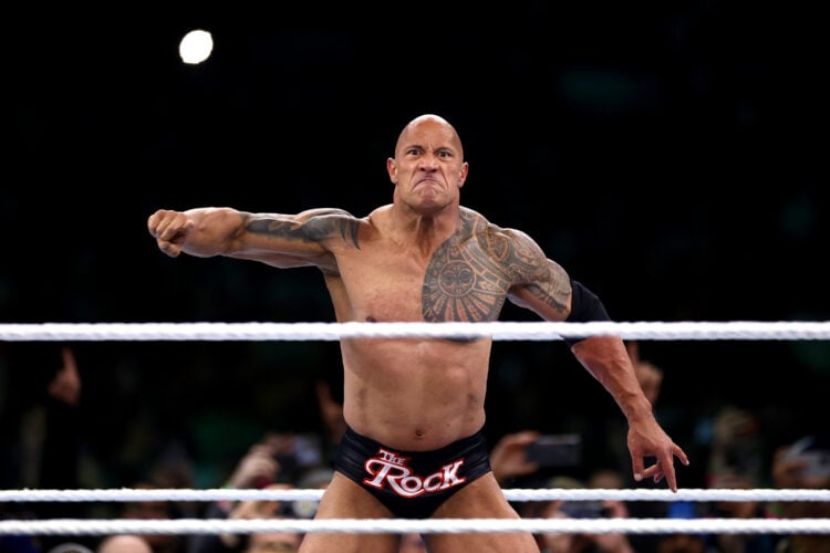 The Rock wrestling at WrestleMania 40