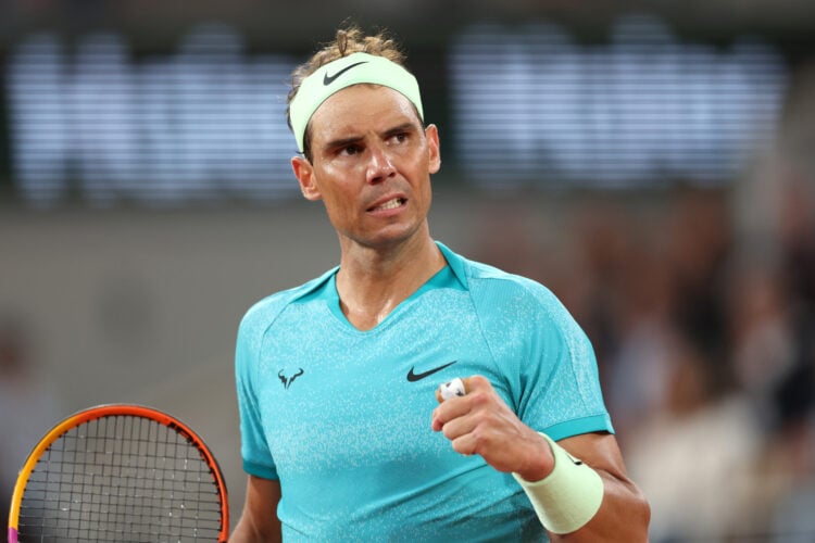 Rafael Nadal of Spain celebrates at Roland Garros