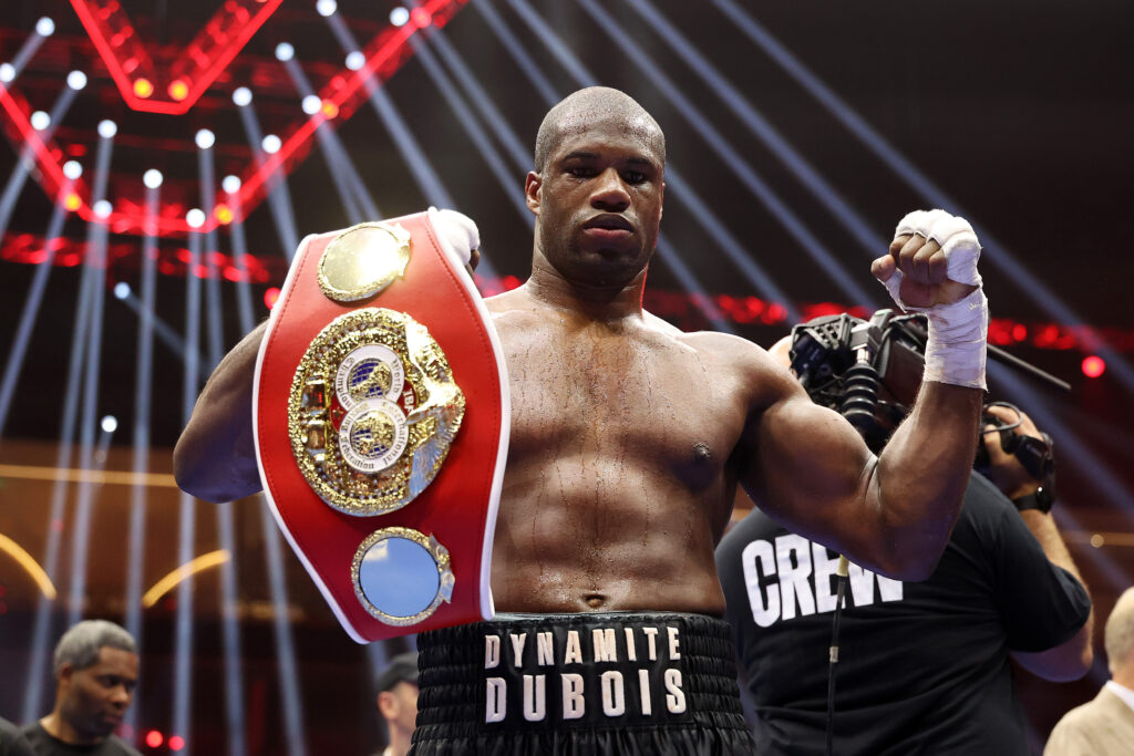 Daniel Dubois celebrates defeating Filip Hrgovic