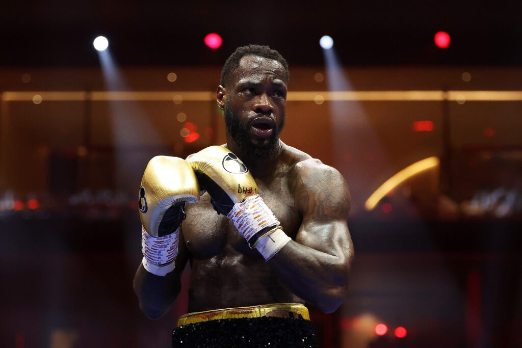 Deontay Wilder looks on during a boxing match