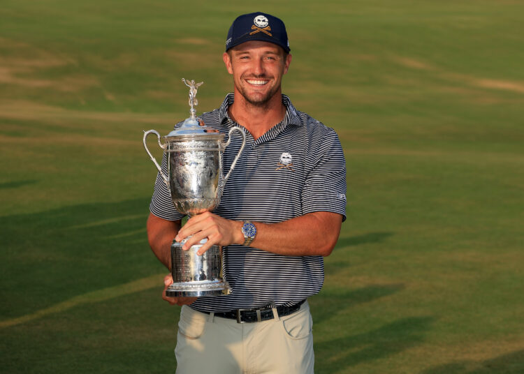 Bryson DeChambeau poses with U.S. Open trophy
