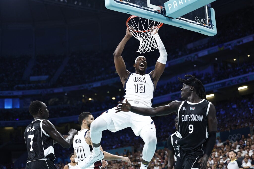 Bam Adebayo dunks for team USA basketball