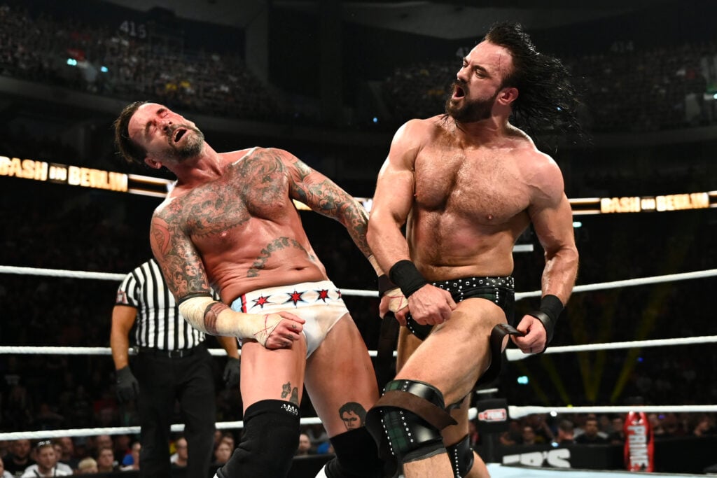 Drew McIntyre trading blows with CM Punk at WWE Bash In Berlin