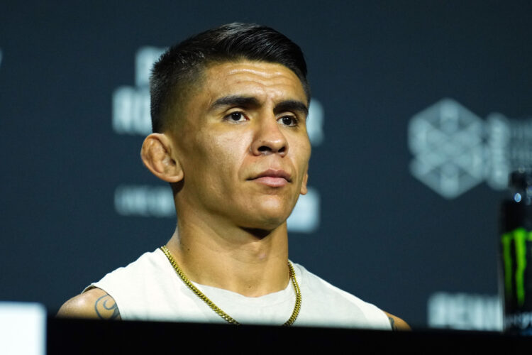 Mario Bautista is seen on stage during the UFC 307 press conference