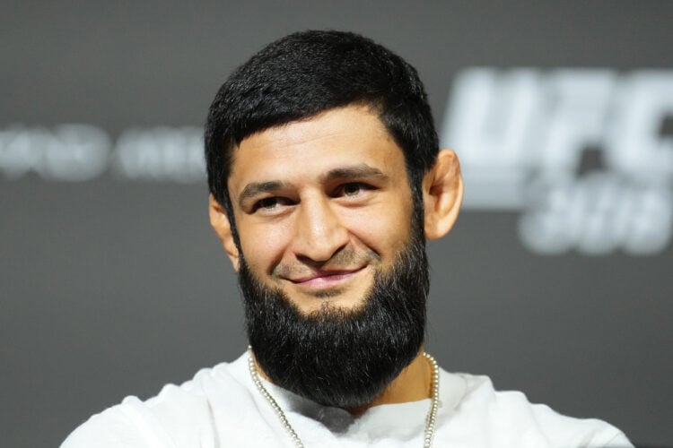 Khamzat Chimaev attends the UFC 308 pre-fight press conference ahead of his fight with Robert Whittaker