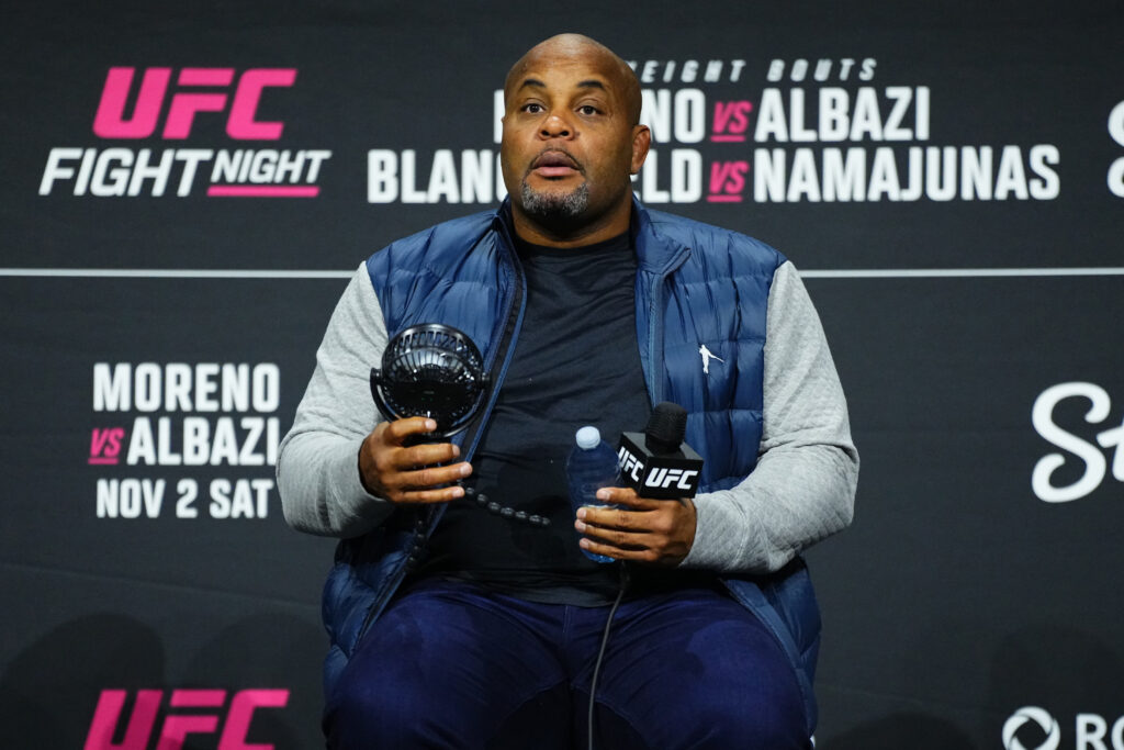 Daniel Cormier answers questions during a fan Q&A ahead of UFC Fight Night: Moreno vs. Albazi
