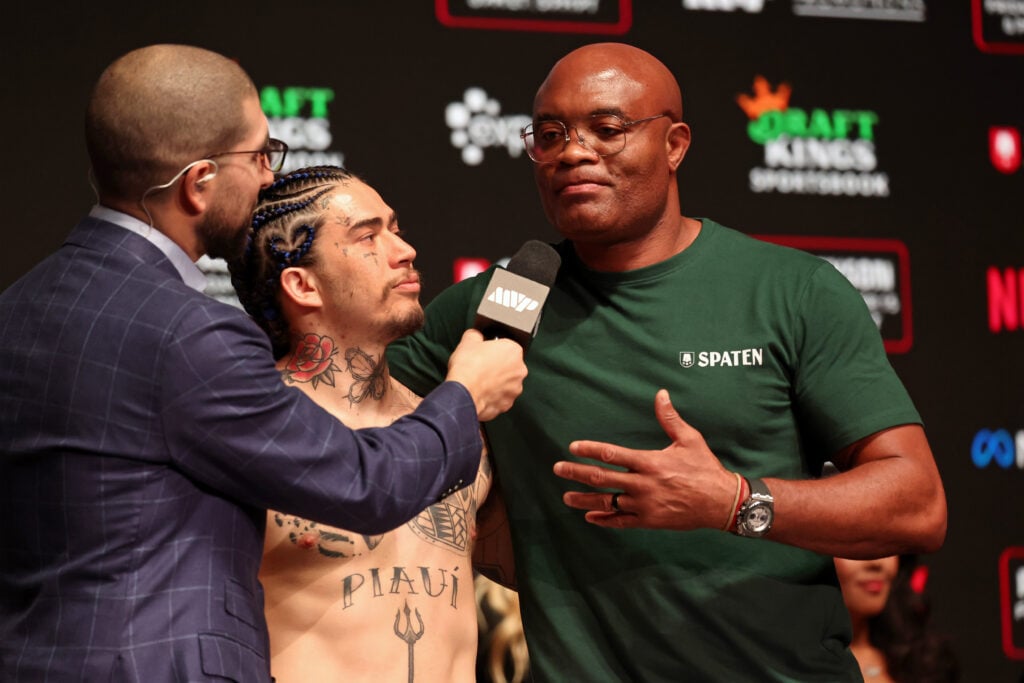 Anderson Silva attends the weigh-in for Jake Paul vs Mike Tyson in Dallas, USA