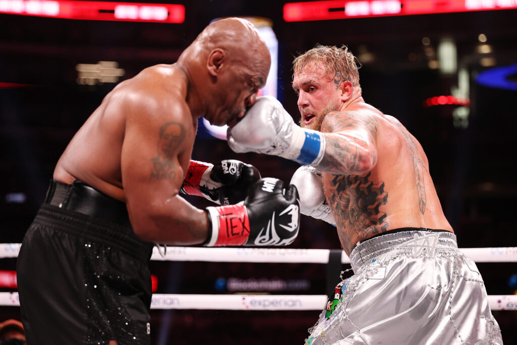 Jake Paul connects with punch on Mike Tyson