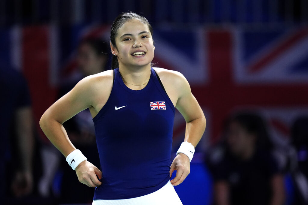 Emma Raducanu playing at the Billie Jean King Cup Finals in 2024