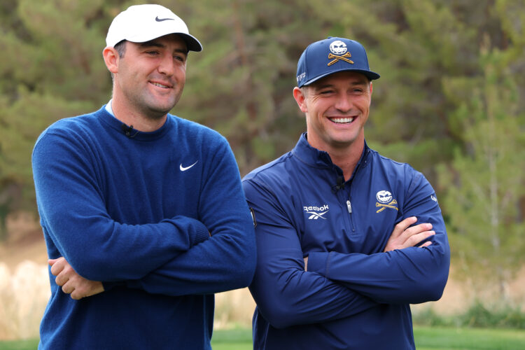 Scottie Scheffler and Bryson DeChambeau watching on at The Showdown in Las Vegas