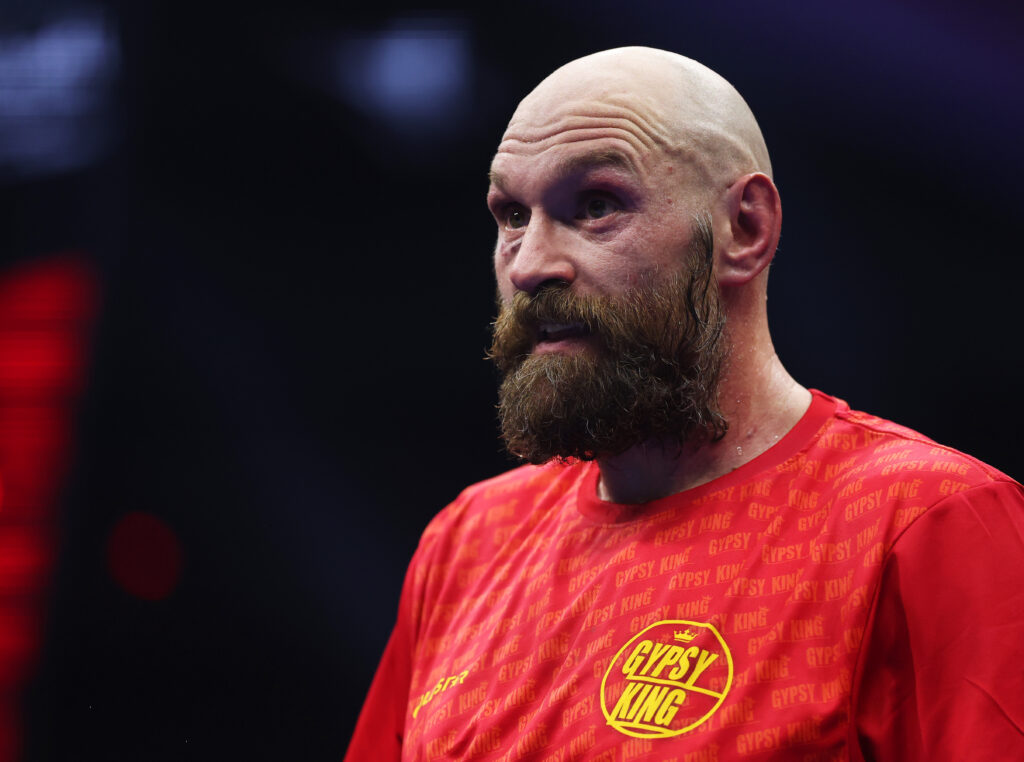 Tyson Fury reacts after his decision loss to Oleksandr Usyk in their title rematch in December