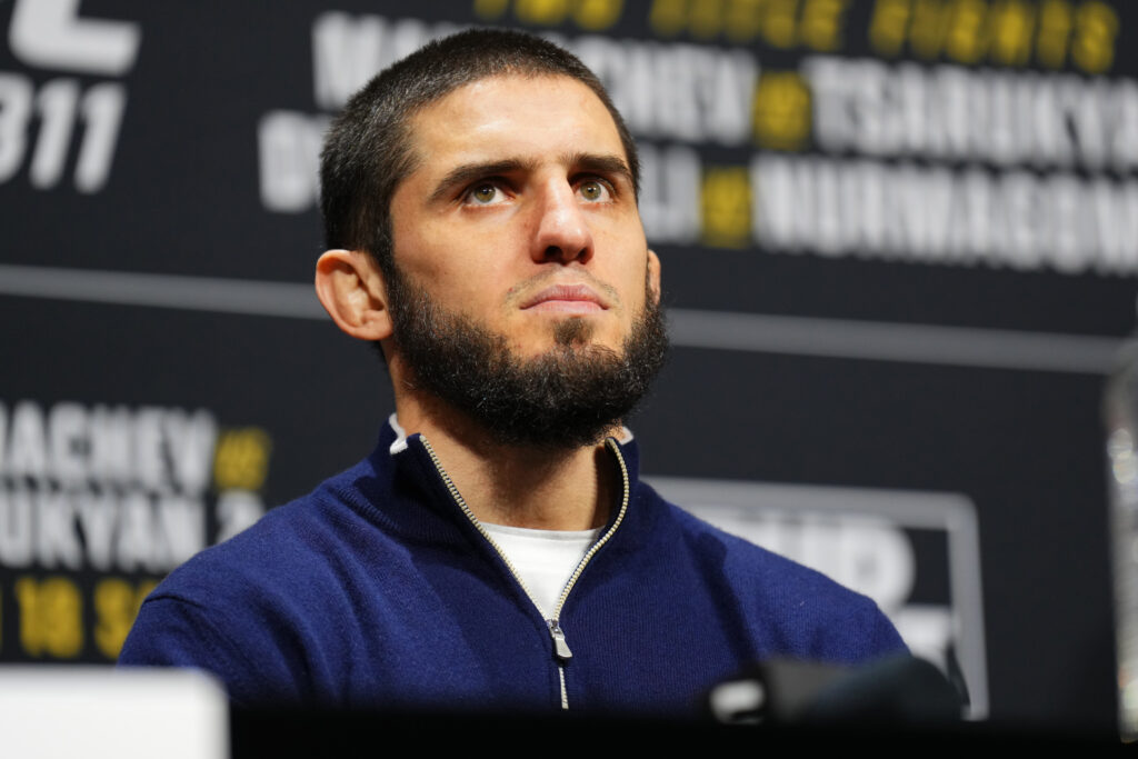 Islam Makhachev attends UFC 311 press conference ahead of lightweight title fight with Arman Tsarukyan