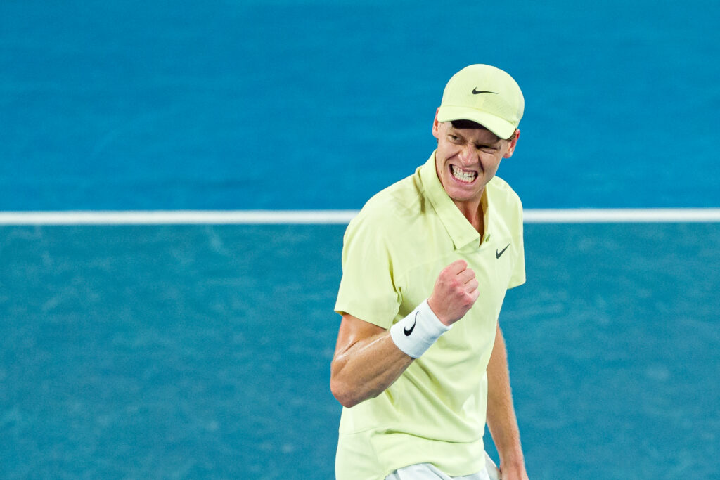 Jannik Sinner playing Ben Shelton in the Australian Open 2025 semi-final