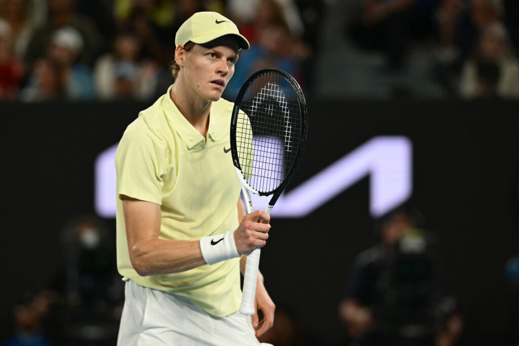 Jannik Sinner celebrates a point at the 2025 Australian Open in January