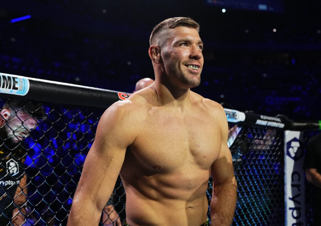 Dricus du Plessis in the Octagon ahead of UFC 312 rematch with Sean Strickland