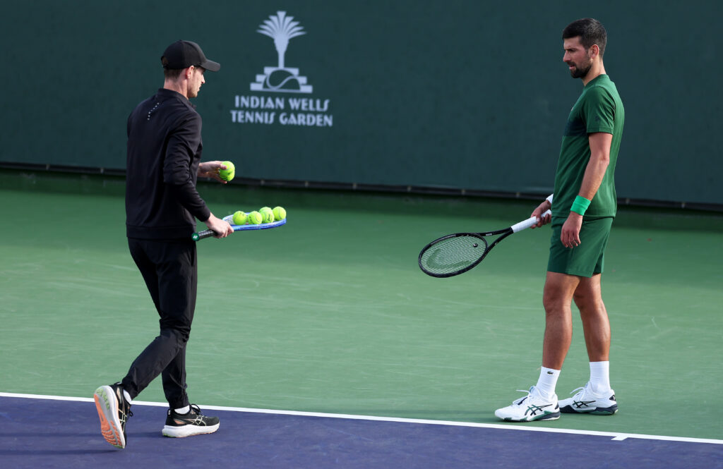 Andy Murray coaching Novak Djokovic at Indian Wells 2025