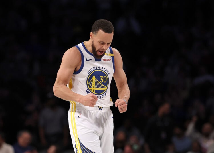 Stephen Curry #30 of the Golden State Warriors celebrates