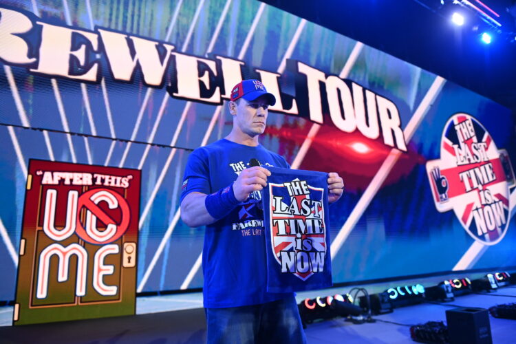 John Cena making his entrance on WWE Monday Night RAW at The O2 Arena in London