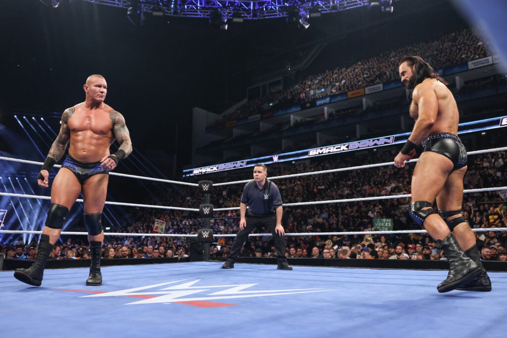 Randy Orton and Drew McIntyre about to lock up on WWE SmackDown