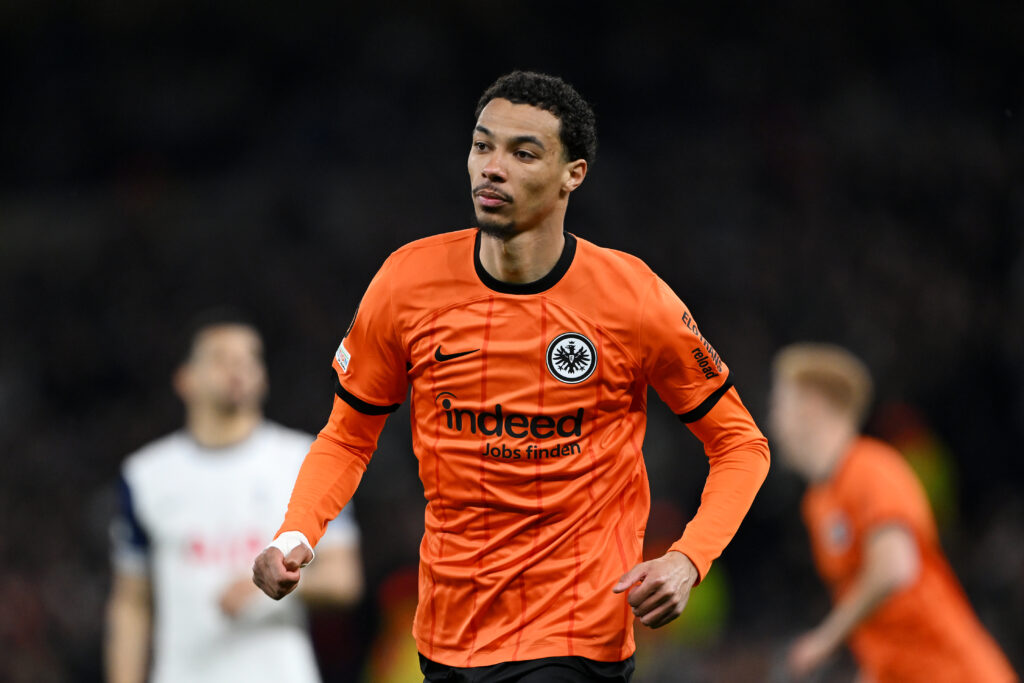Hugo Ekitike after scoring against Tottenham Hotspur in the UEFA Europa League.