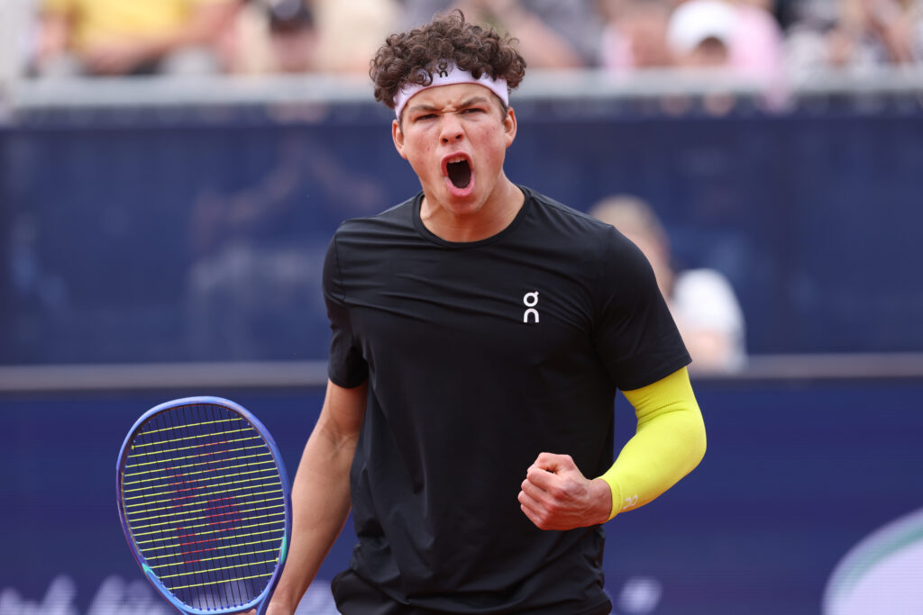 Ben Shelton celebrating a point at the BMW Open 2025