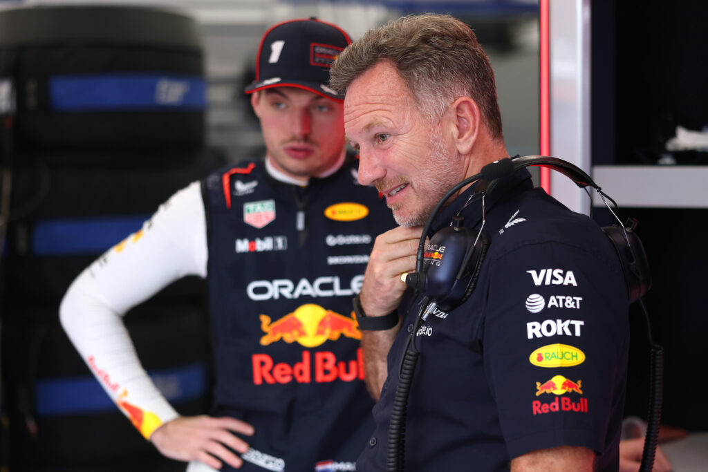 Christian Horner, Team Principal of Oracle Red Bull Racing and Max Verstappen