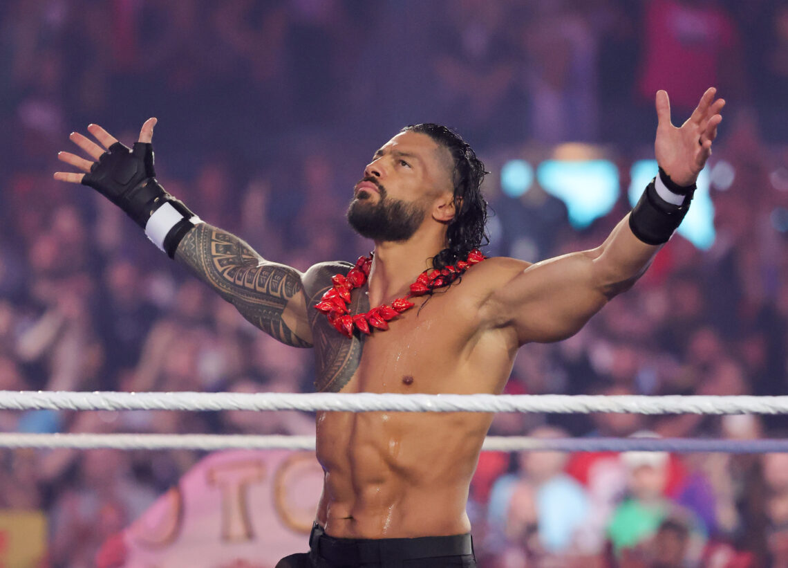 Roman Reigns taunting in the middle of the ring during WWE's WrestleMania 41