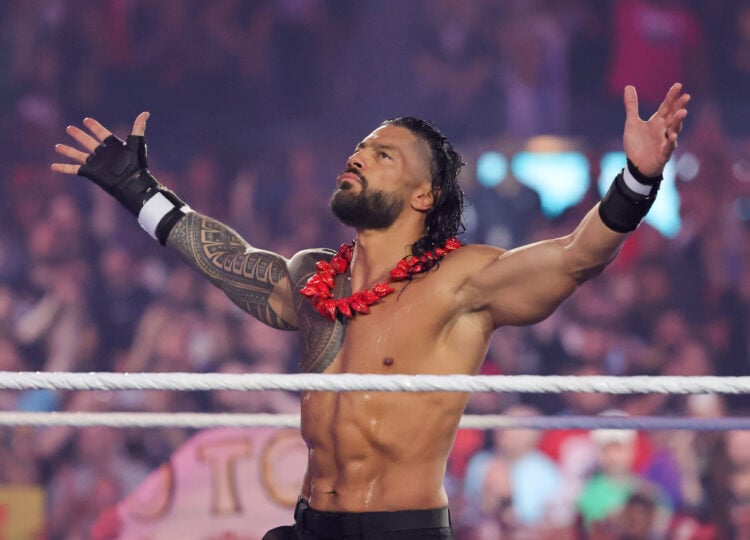 Roman Reigns taunting in the middle of the ring during WWE's WrestleMania 41