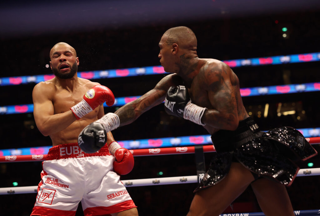 Chris Eubank Jr is hit with a shot by Conor Benn