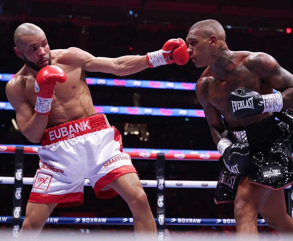 Chris Eubank jabs Conor Benn at Tottenham Hotspur Stadium