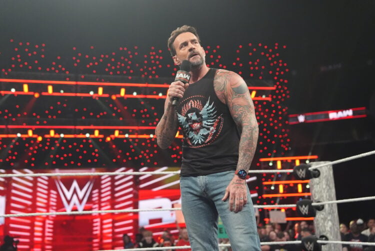 CM Punk cutting a promo on WWE's Monday Night RAW in Kentucky