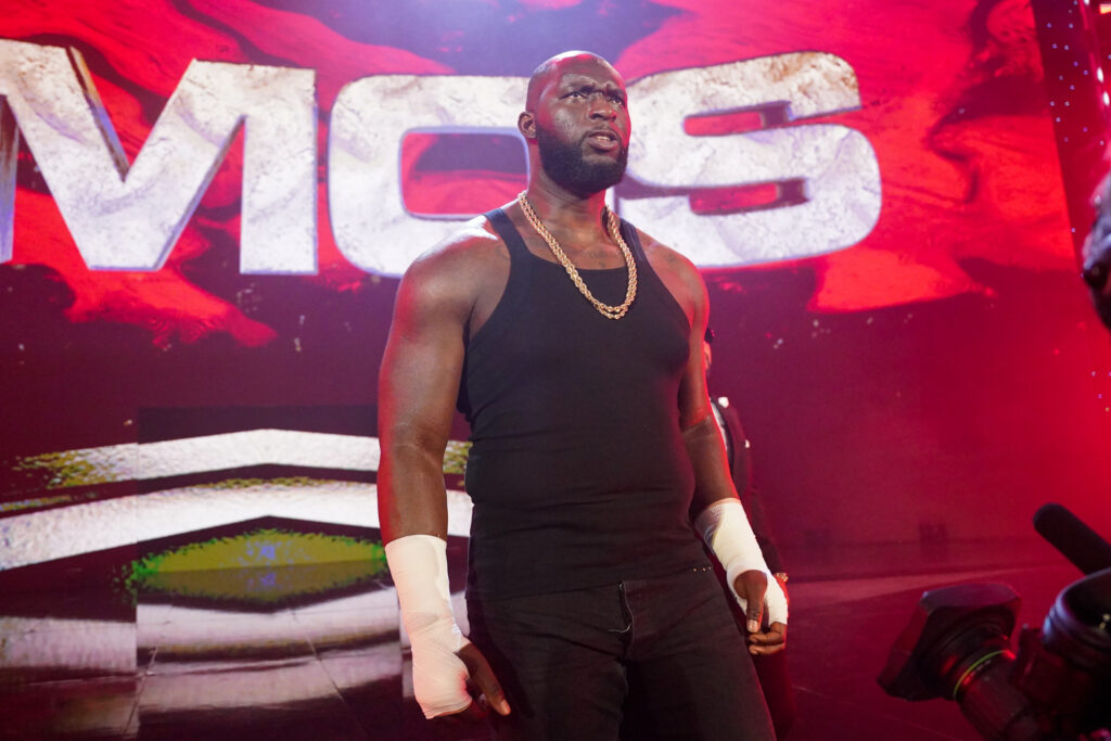 Omos making his entrance on WWE Raw in 2022